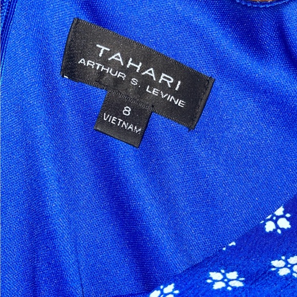 Tahari ASL Flutter Sleeve Blue Print Jumpsuit - Picture 6 of 10